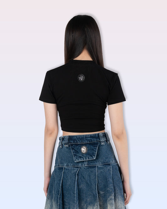 Heart Lace Crop Top (Black)